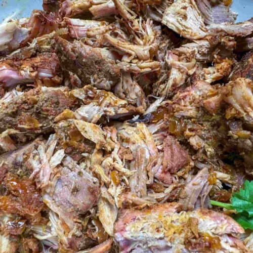 plate of shredded smoked boneless pork roast