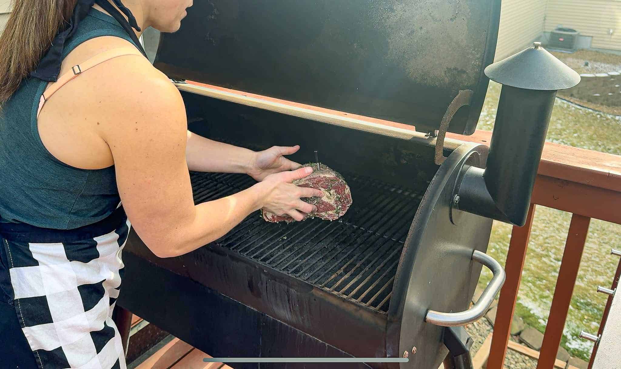 Easy Smoked Ribeye Roast on Traeger with Horseradish Sauce