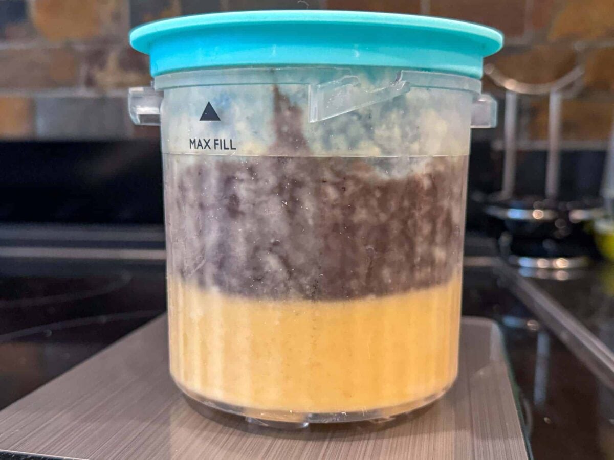 frozen layers in ninja creami pint container.