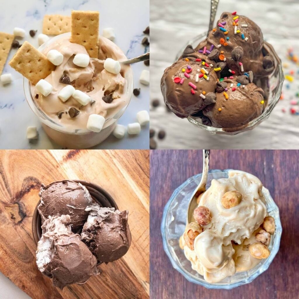A collage of protein ice creams.