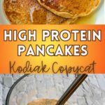 pancakes and a bowl of mix for pinterest.